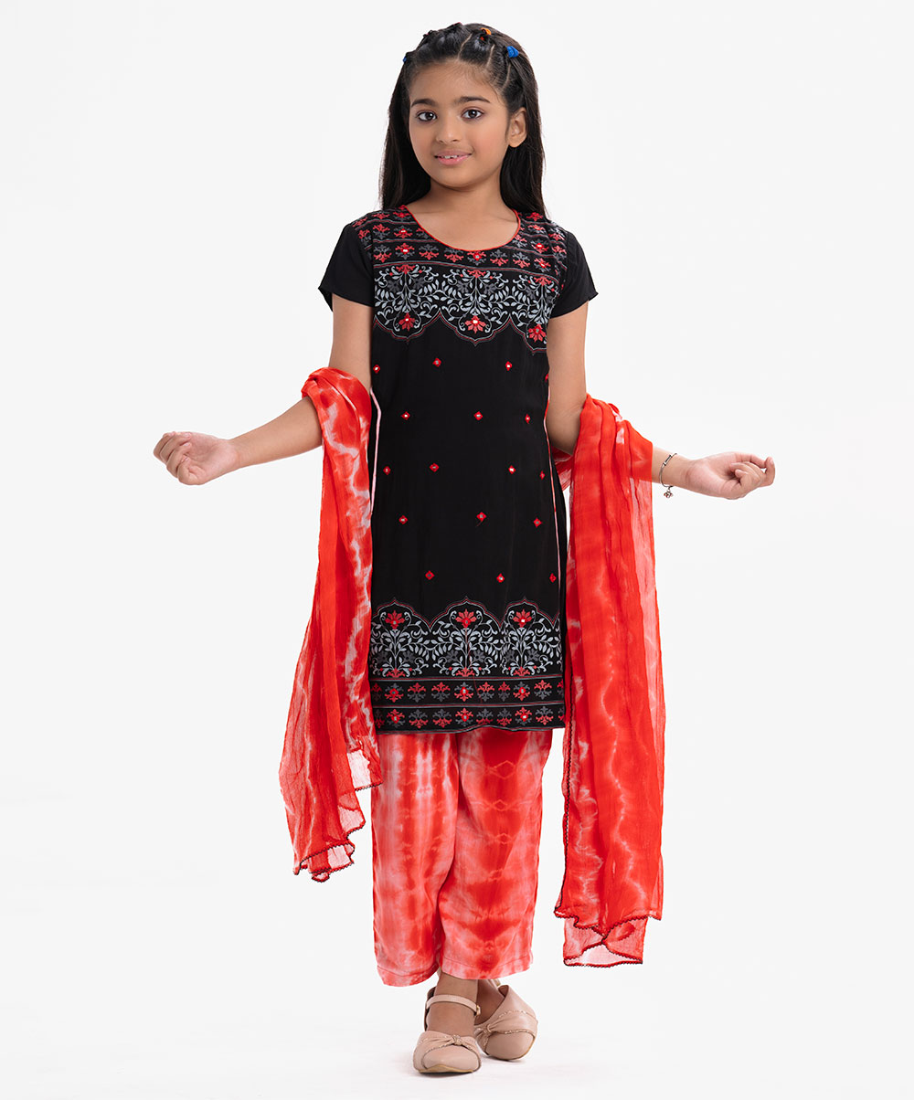 Black Viscose A-line Salwar Kameez